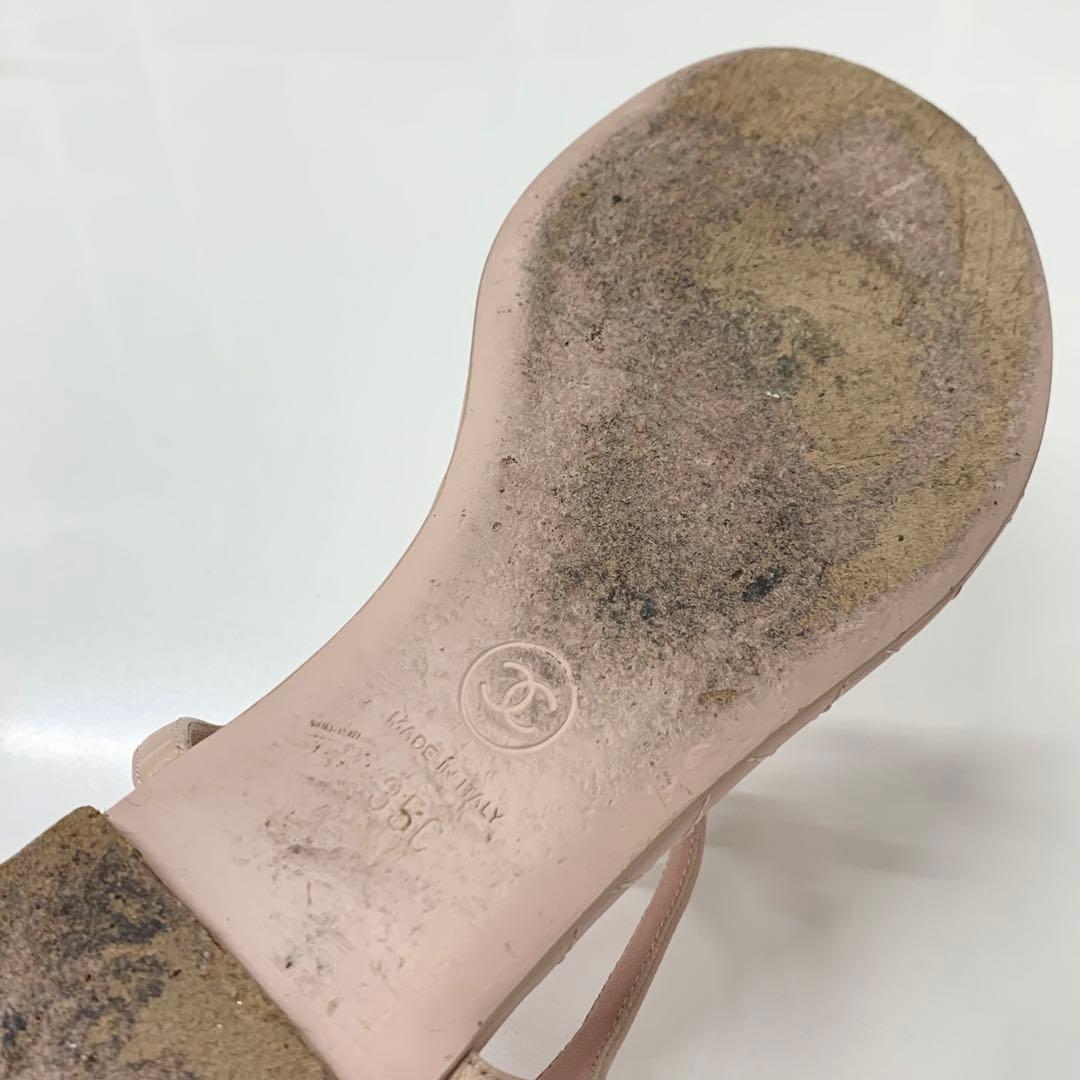 Chanel CC Logo Quilted Leather Thong Sandals Pink — view 8