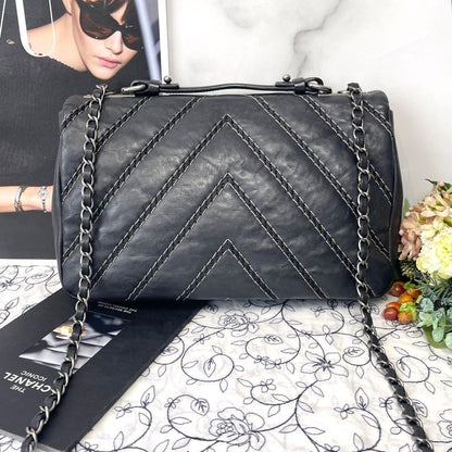 Chanel Double Flap 2-Way Chevron Bag — view 3