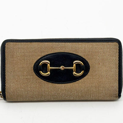 Gucci 1955 Horsebit Round Wallet Canvas Beige — view 2