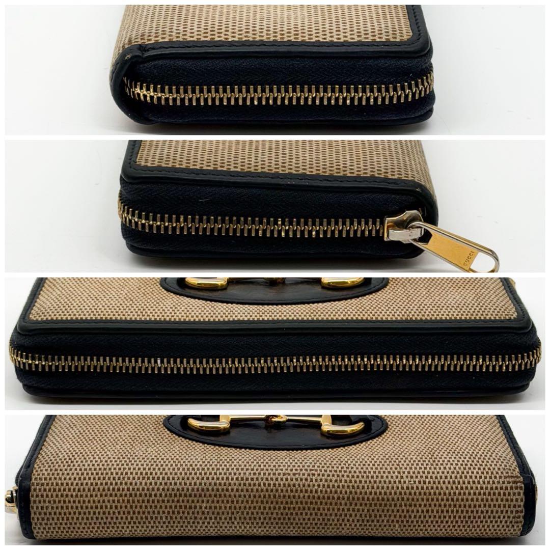Gucci 1955 Horsebit Round Wallet Canvas Beige — view 4