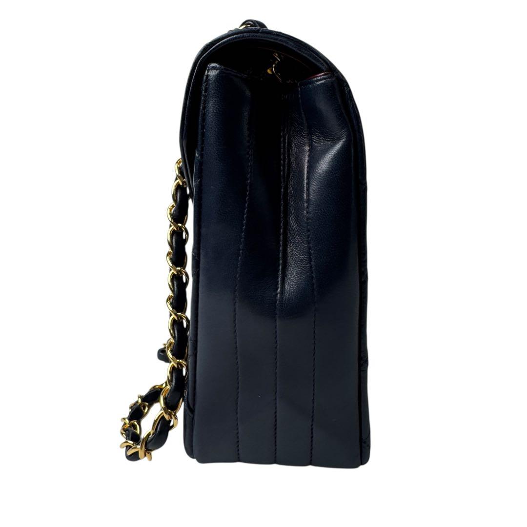 Chanel Quilted Limited Edition CC Logo Chain Shoulder Bag Navy — view 4