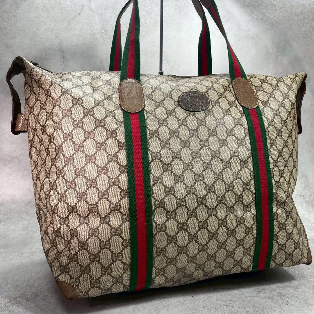 Gucci GG Sherry Line Boston Bag Brown Leather