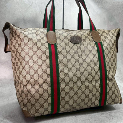 Gucci GG Sherry Line Boston Bag Brown Leather