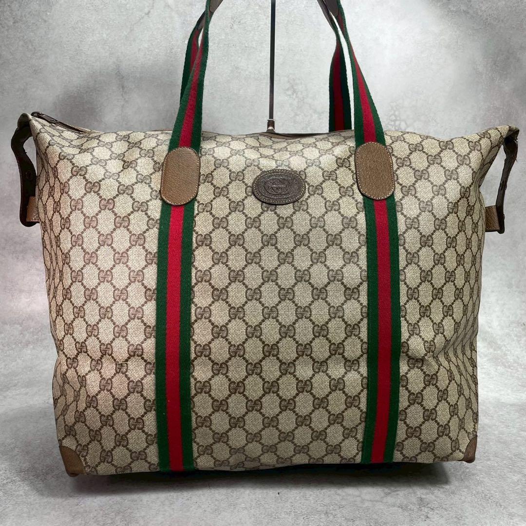 Gucci GG Sherry Line Boston Bag Brown Leather — view 2