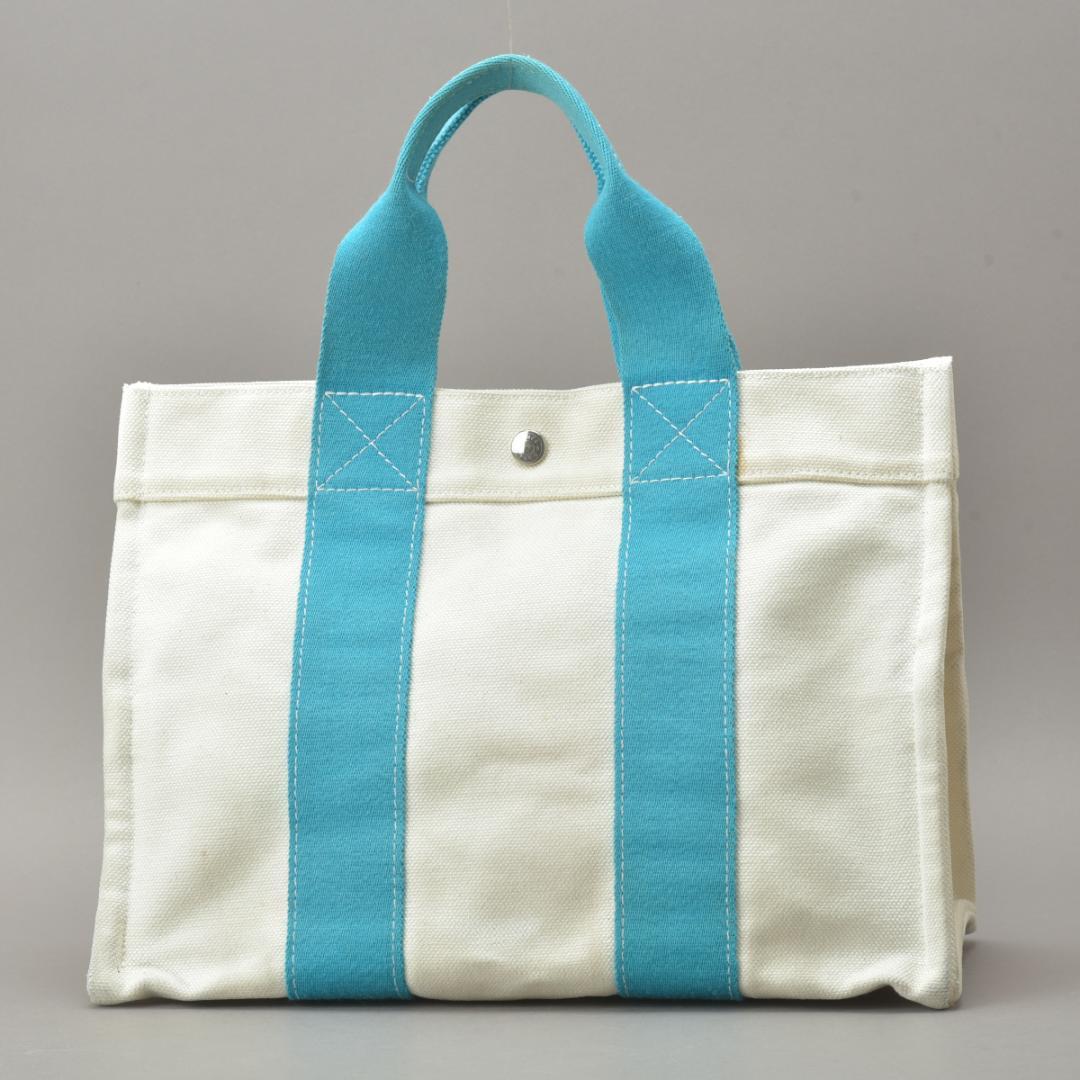 Hermes Bora PM Tote Canvas Light Blue Natural