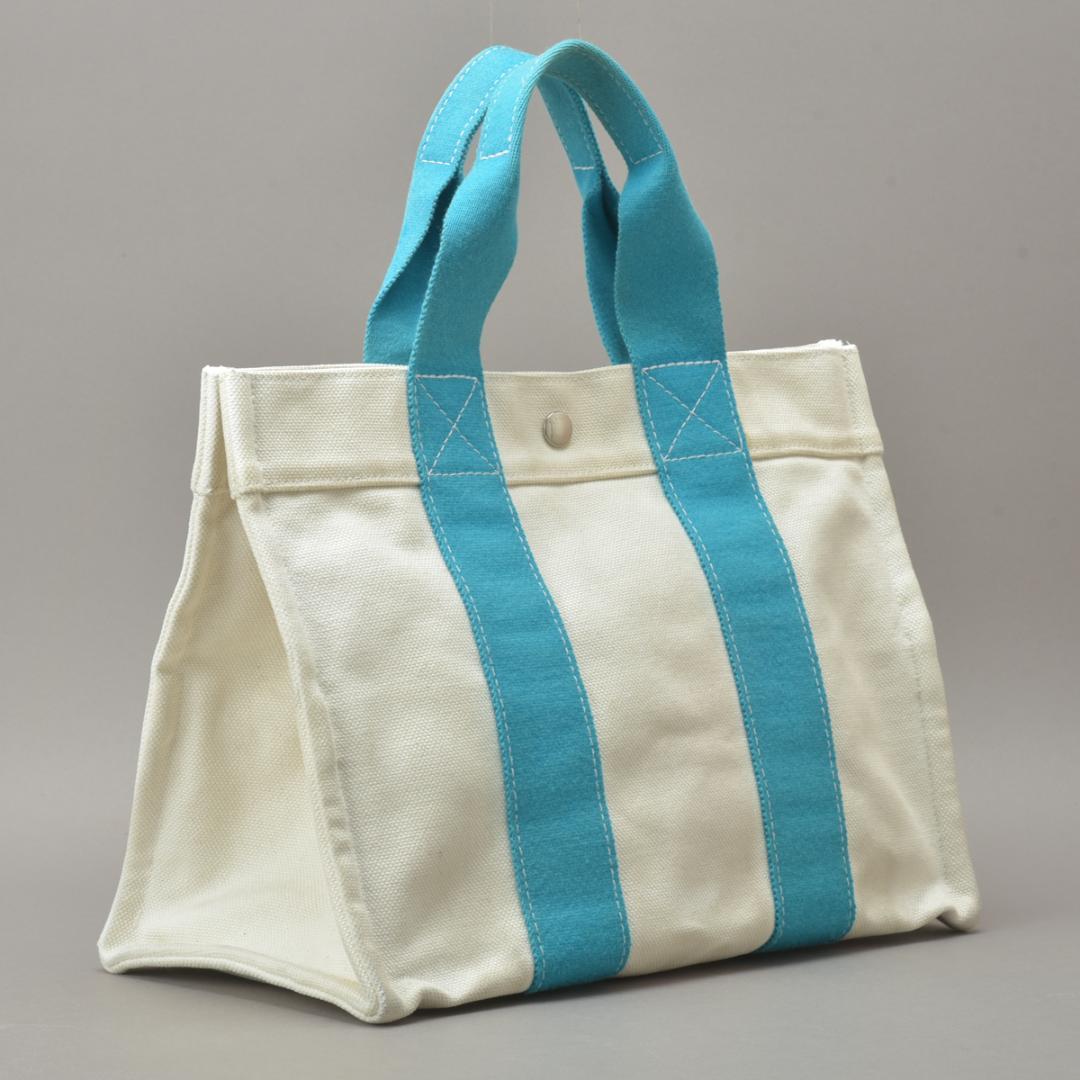 Hermes Bora PM Tote Canvas Light Blue Natural — view 3