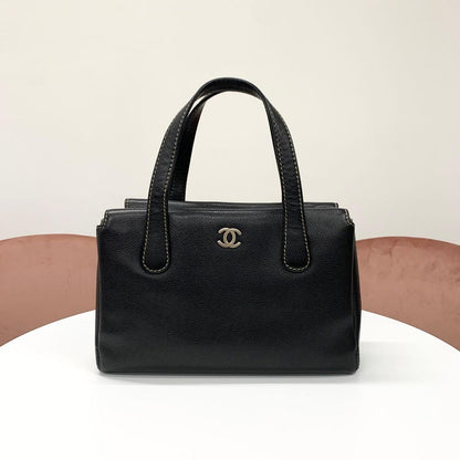 Chanel Caviar Leather CC Logo Tote Black