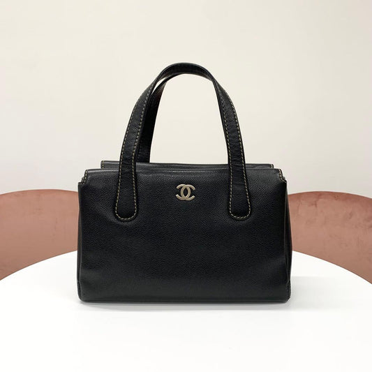 Chanel Caviar Leather CC Logo Tote Black
