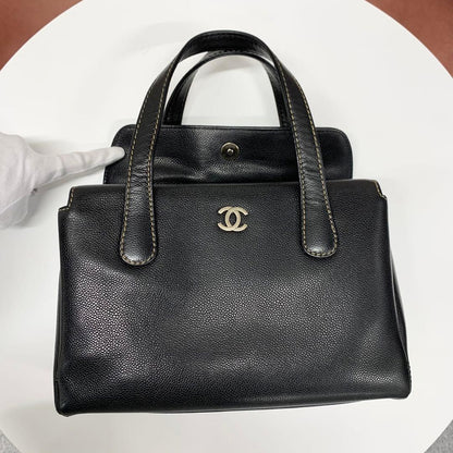 Chanel Caviar Leather CC Logo Tote Black — view 8