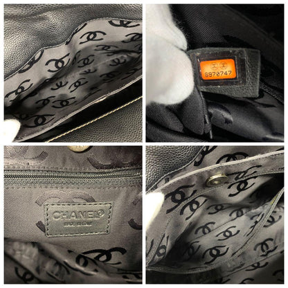 Chanel Caviar Leather CC Logo Tote Black — view 9