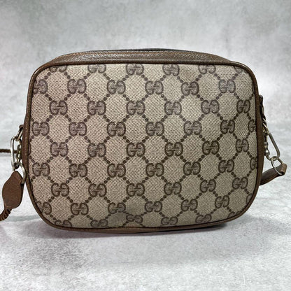 Gucci GG Shoulder Bag Brown Beige Leather Logo — view 3