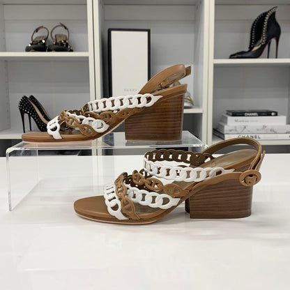 Hermes Romanza Leather Chaine D'ancre Strap Sandals Brown — view 2