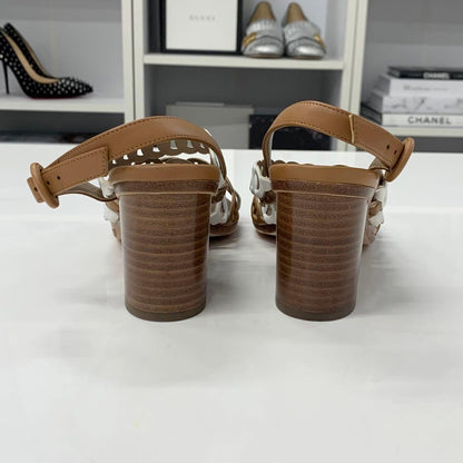 Hermes Romanza Leather Chaine D'ancre Strap Sandals Brown — view 6