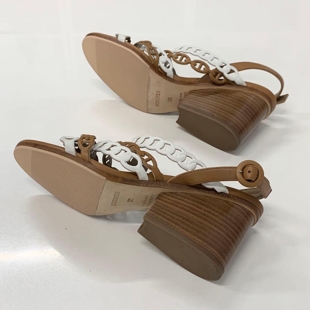 Hermes Romanza Leather Chaine D'ancre Strap Sandals Brown — view 7