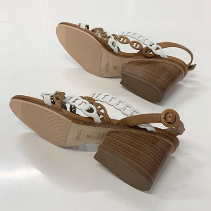 Hermes Romanza Leather Chaine D'ancre Strap Sandals Brown — view 7