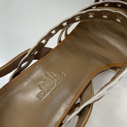 Hermes Romanza Leather Chaine D'ancre Strap Sandals Brown — view 8