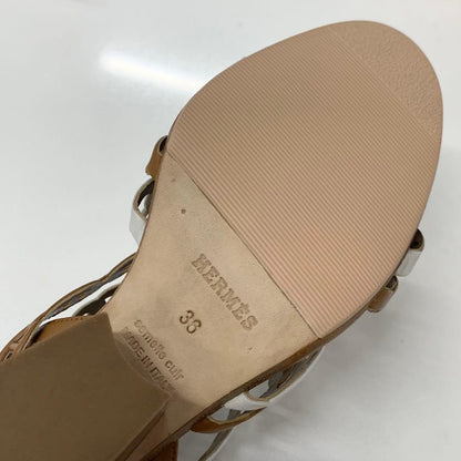 Hermes Romanza Leather Chaine D'ancre Strap Sandals Brown — view 9