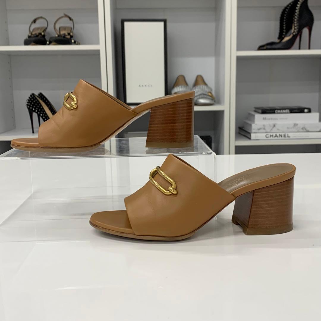Hermes Camila Leather Roulis Buckle Sandals Brown — view 2