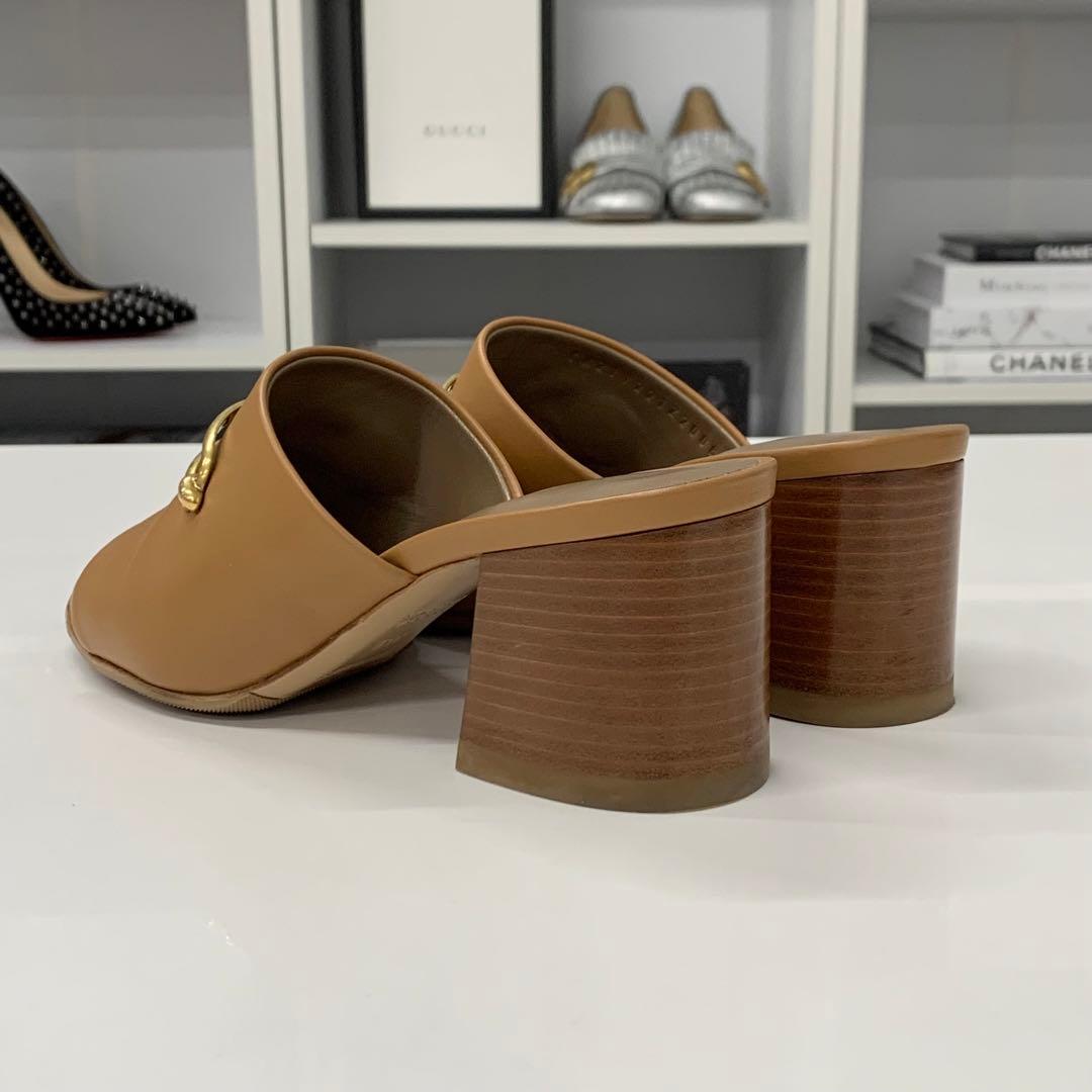 Hermes Camila Leather Roulis Buckle Sandals Brown — view 5