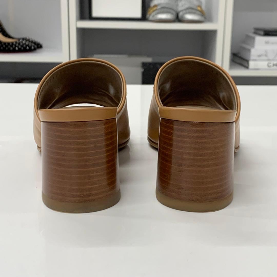 Hermes Camila Leather Roulis Buckle Sandals Brown — view 6