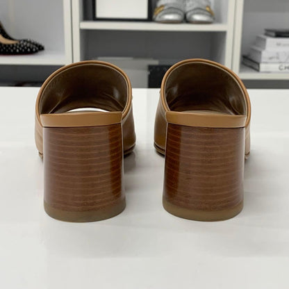 Hermes Camila Leather Roulis Buckle Sandals Brown — view 6