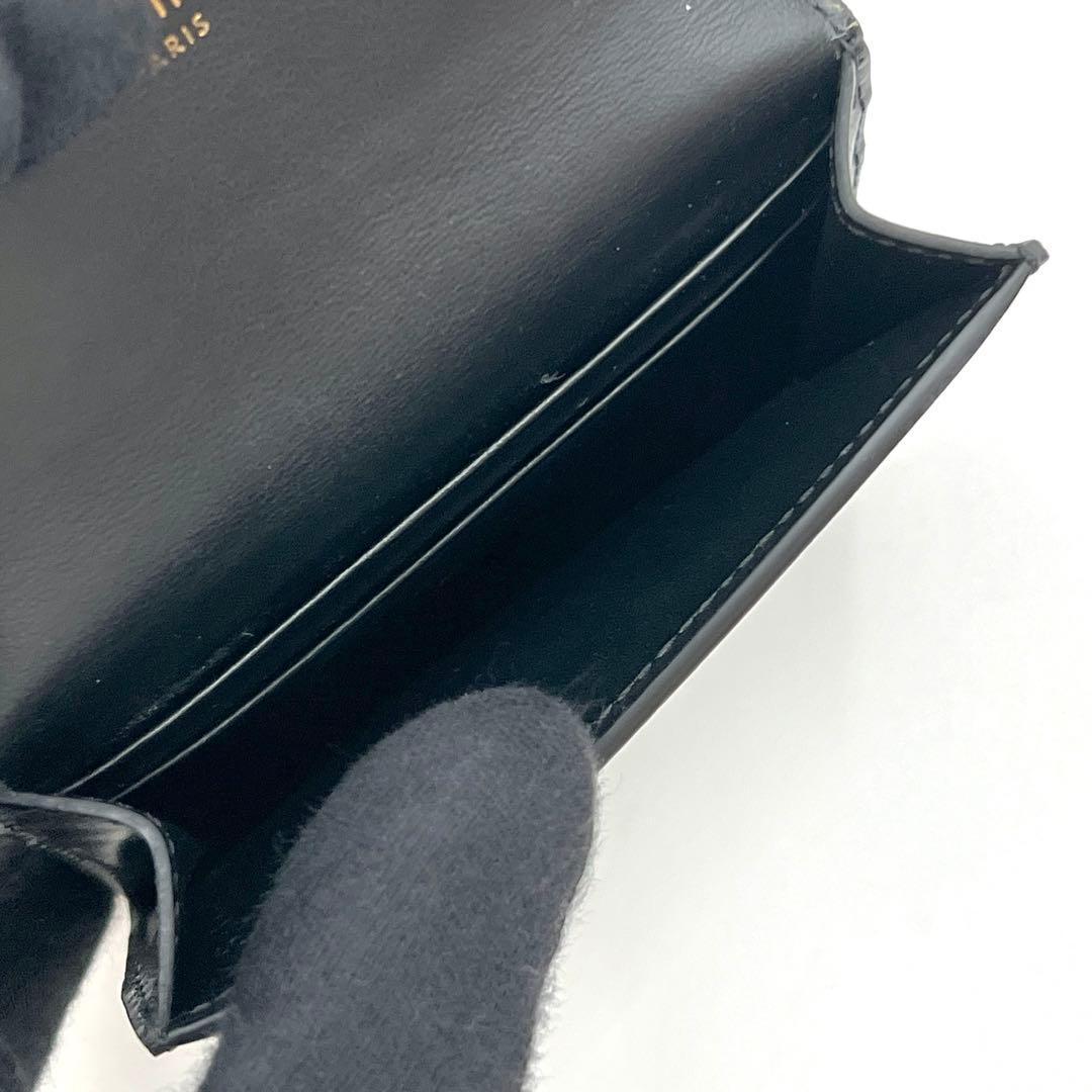 Celine Triomphe Card Case Black Leather Gold