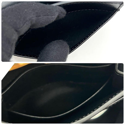 Celine Triomphe Card Case Black Leather Gold