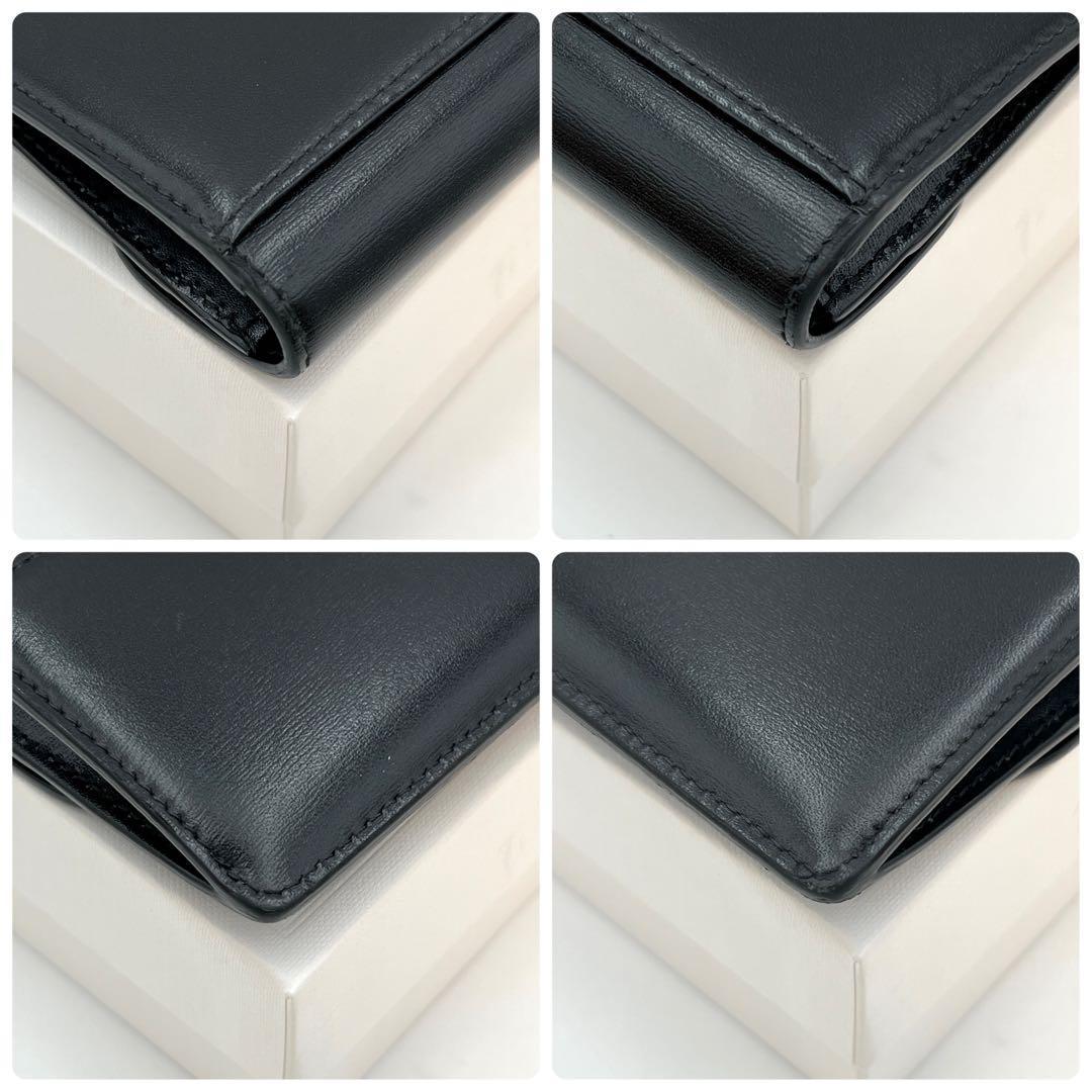 Celine Triomphe Card Case Black Leather Gold