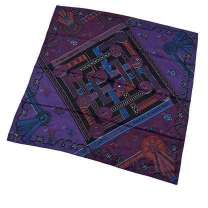 Hermes Carre 90 Flots Fleurs Et Frontaux Scarf