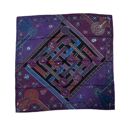 Hermes Carre 90 Flots Fleurs Et Frontaux Scarf — view 3