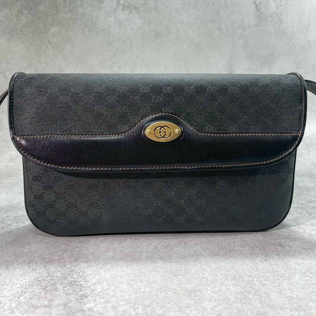 Gucci GG Shoulder Bag Black Leather Gold — view 2