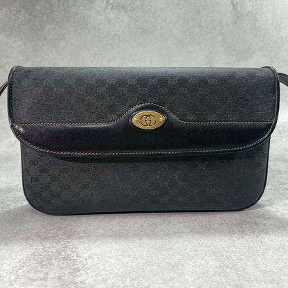 Gucci GG Shoulder Bag Black Leather Gold — view 2