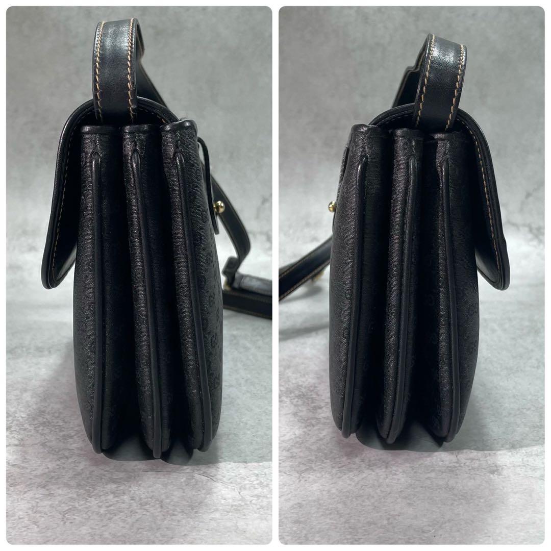 Gucci GG Shoulder Bag Black Leather Gold — view 7
