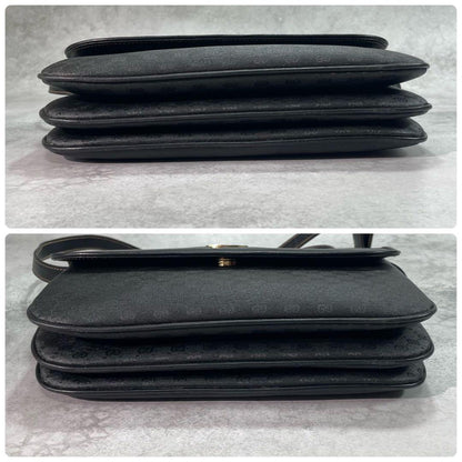 Gucci GG Shoulder Bag Black Leather Gold — view 8