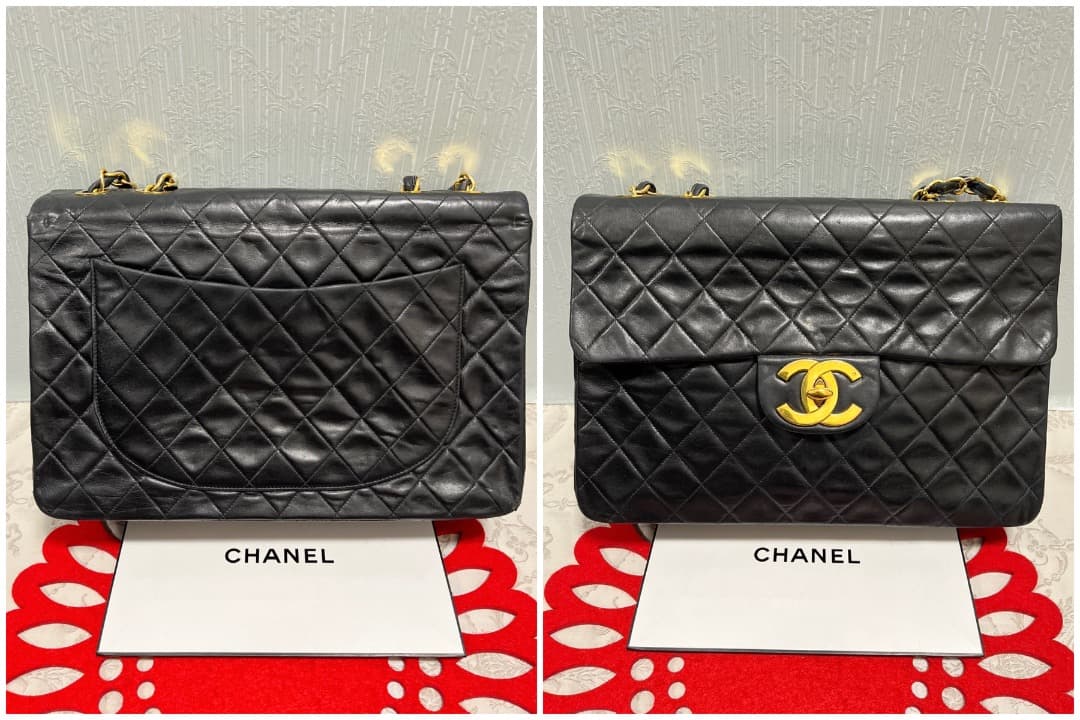 Chanel Jumbo CC Logo Coco Quilted Vintage Black Shoulder Bag Flap — view 2
