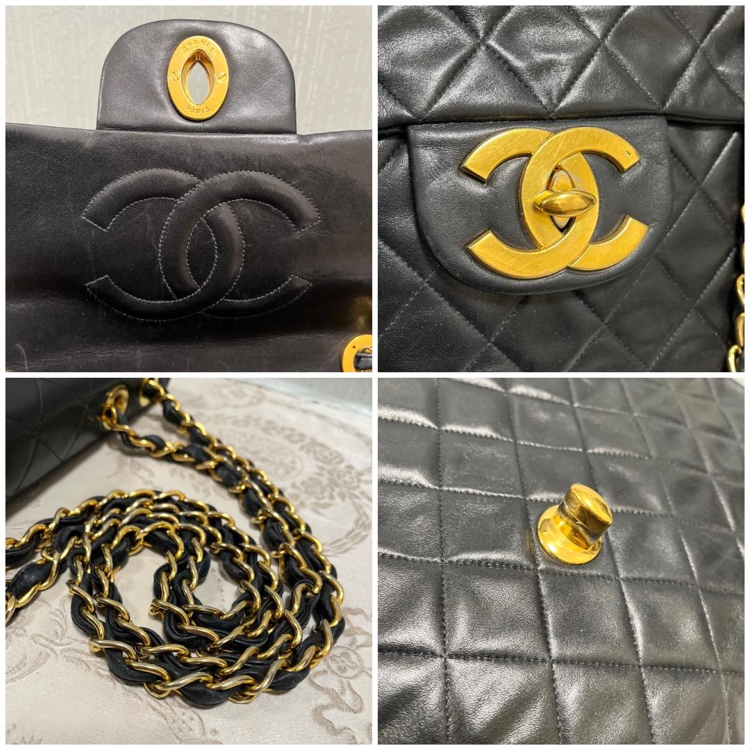 Chanel Jumbo CC Logo Coco Quilted Vintage Black Shoulder Bag Flap — view 7