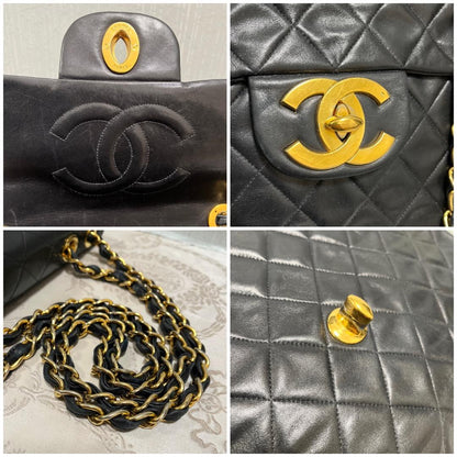 Chanel Jumbo CC Logo Coco Quilted Vintage Black Shoulder Bag Flap — view 7