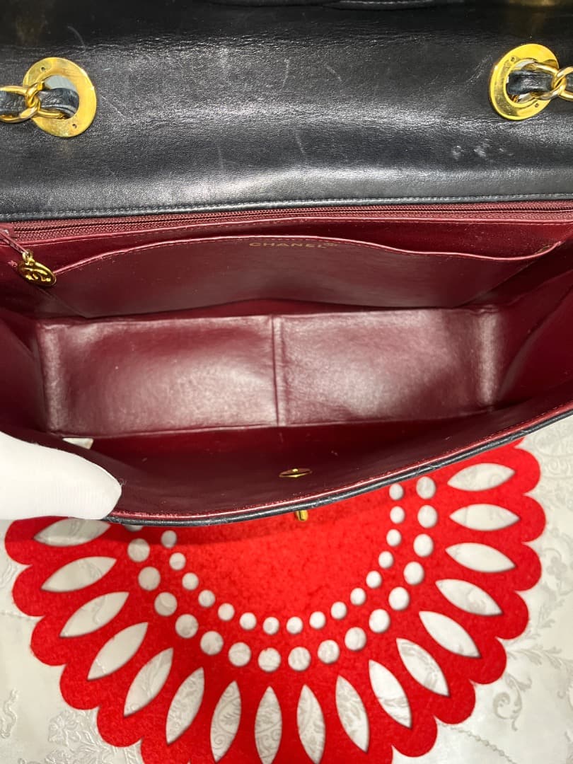 Chanel Jumbo CC Logo Coco Quilted Vintage Black Shoulder Bag Flap — view 8