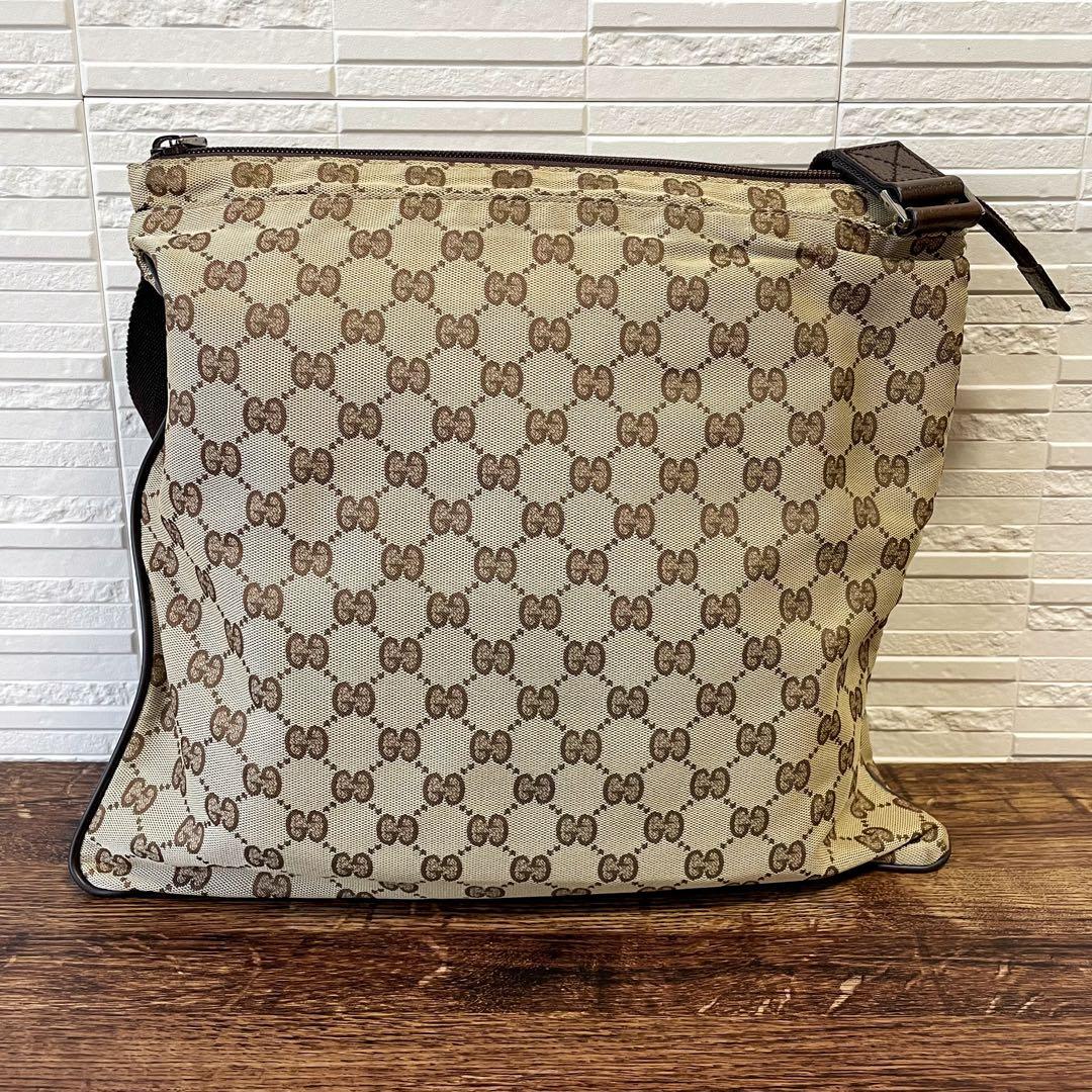 Gucci GG Canvas Nylon Shoulder Bag Brown Large — view 2