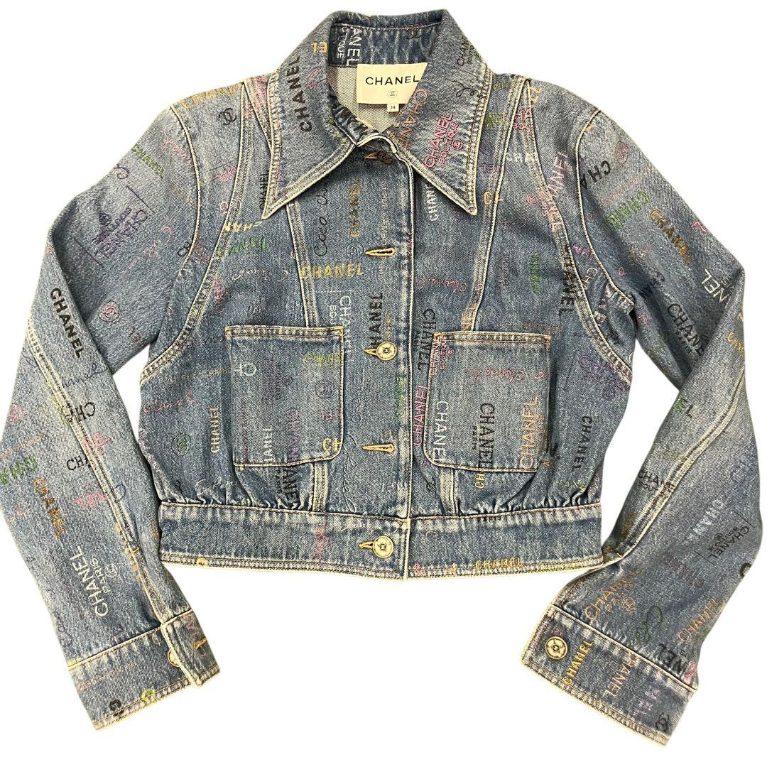 Chanel Coco Mark Print Denim Jacket L_060