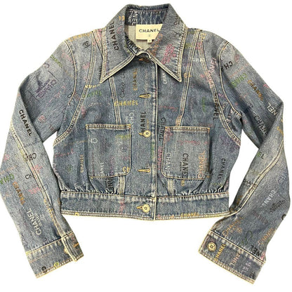 Chanel Coco Mark Print Denim Jacket L_060