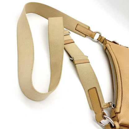 Prada Shoulder Bag Logo Jacquard Leather Beige