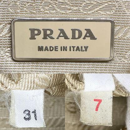 Prada Shoulder Bag Logo Jacquard Leather Beige