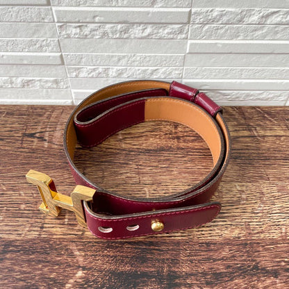 Hermes Leather Buckle Gold Belt Bordeaux — view 3