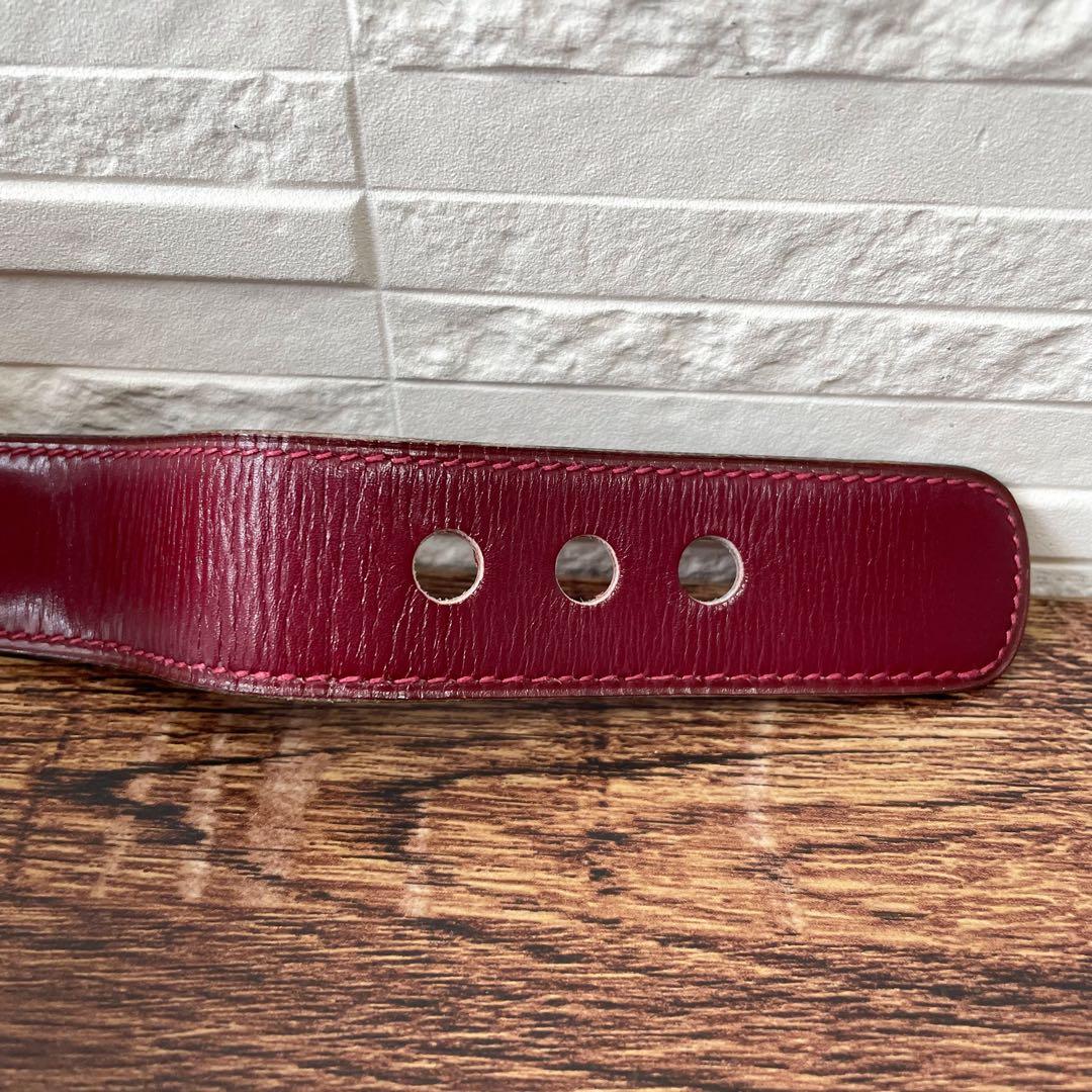 Hermes Leather Buckle Gold Belt Bordeaux — view 6