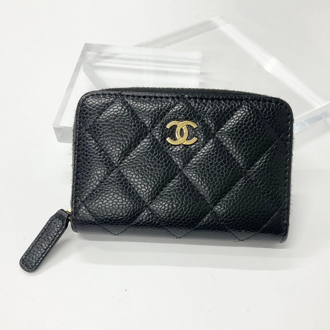 Chanel Caviar Leather CC Logo Zip Coin Purse Wallet Card Case — view 2