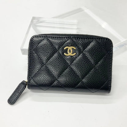 Chanel Caviar Leather CC Logo Zip Coin Purse Wallet Card Case — view 2