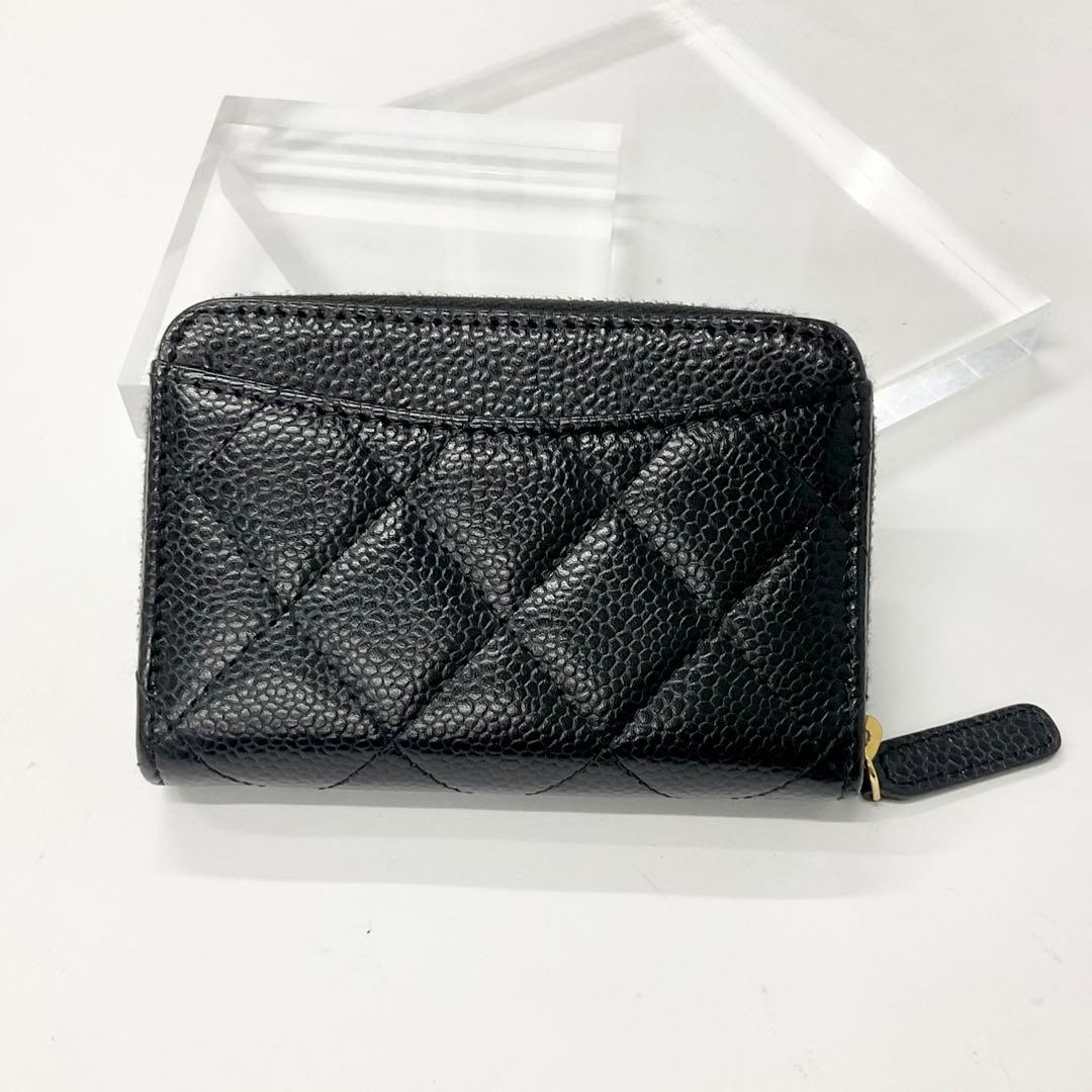 Chanel Caviar Leather CC Logo Zip Coin Purse Wallet Card Case — view 3