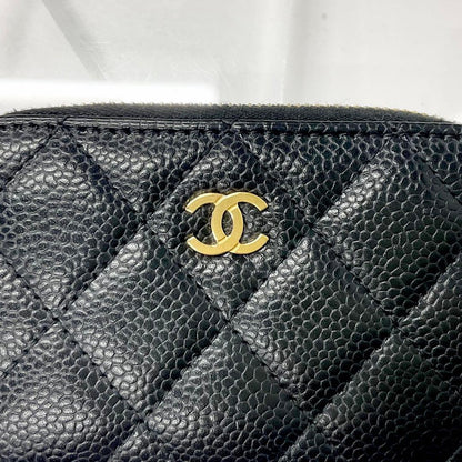 Chanel Caviar Leather CC Logo Zip Coin Purse Wallet Card Case — view 4