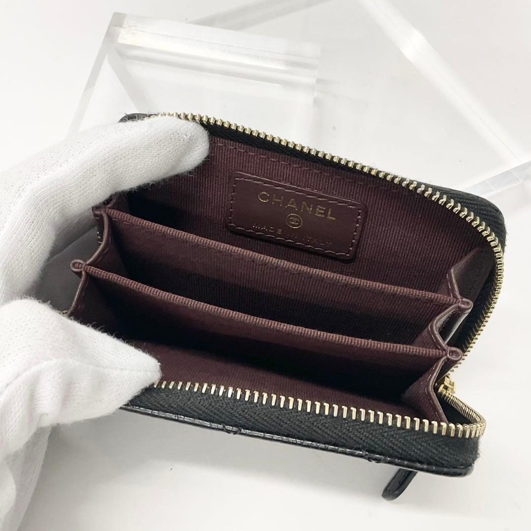 Chanel Caviar Leather CC Logo Zip Coin Purse Wallet Card Case — view 5
